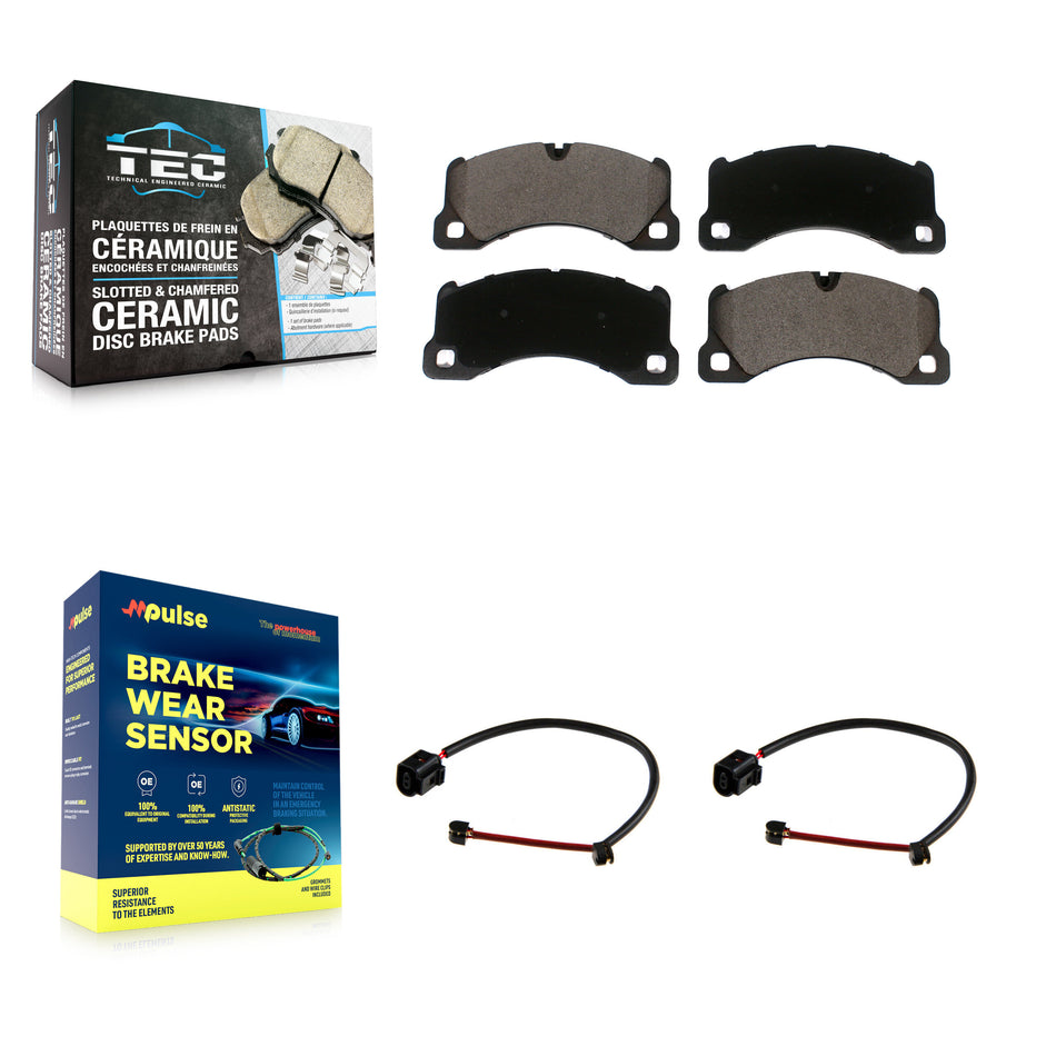 Front Ceramic Disc Brake Pads And Wear Sensors Kit For Porsche Cayenne KTW-100910
