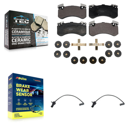 Front Ceramic Disc Brake Pads And Wear Sensors Kit For Audi S6 S7 S8 KTW-100918