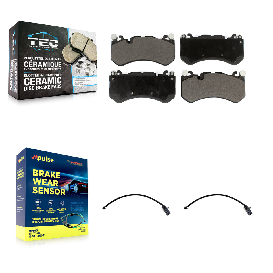 Front Ceramic Disc Brake Pads And Wear Sensors Kit For Audi RS7 With Cast Iron KTW-100923