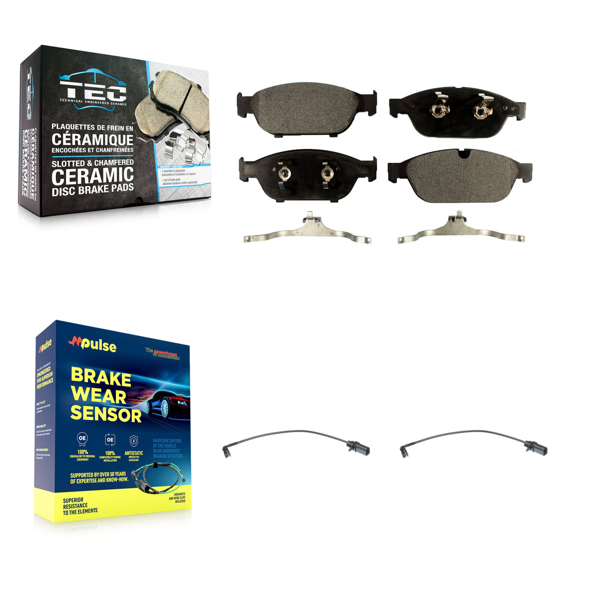 Front Ceramic Disc Brake Pads And Wear Sensors Kit For Audi A6 Quattro KTW-100924