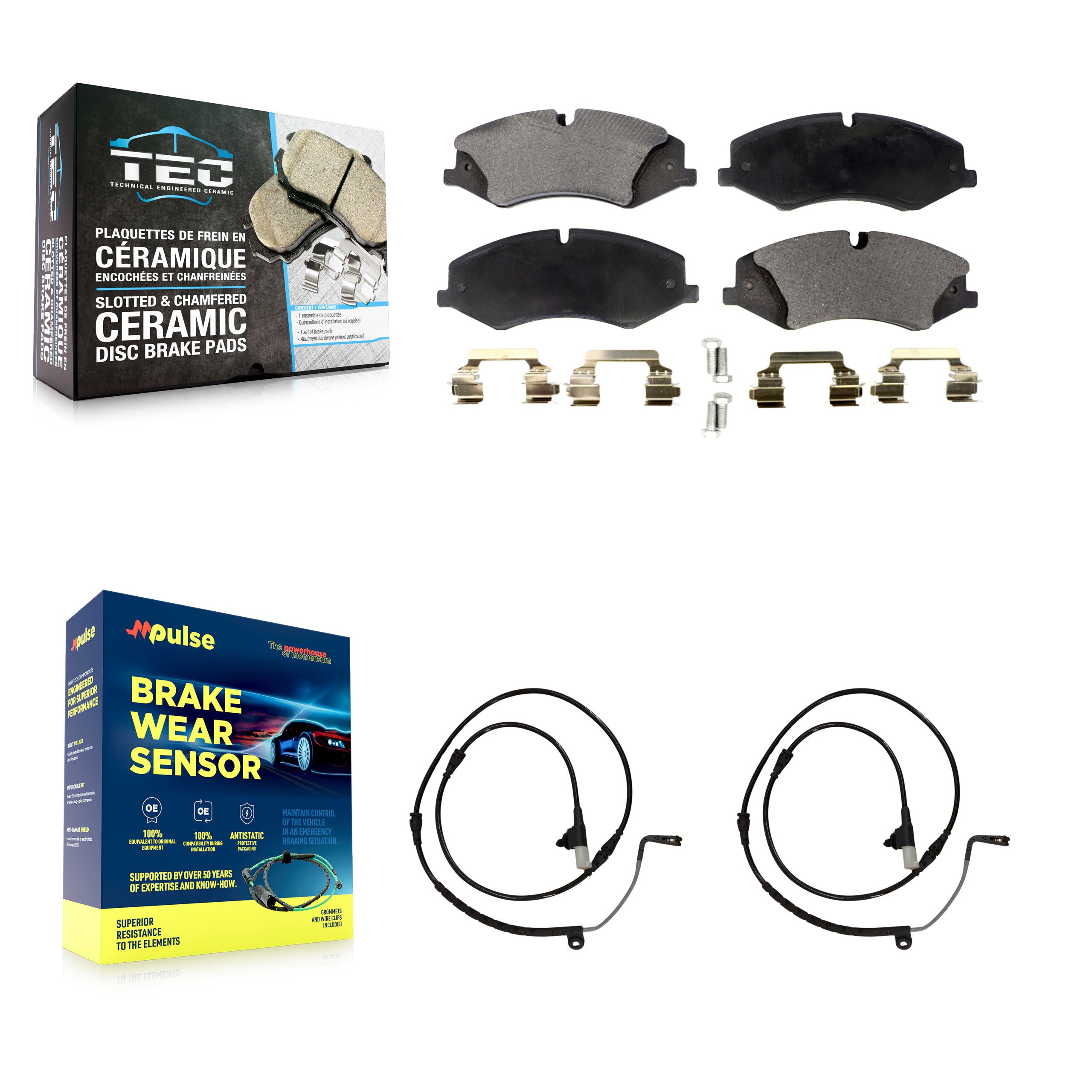 Front Ceramic Brake Pad Wear Sensor Kit For 10-13 Land Rover Range Sport with 360mm Rotor KTW-100930