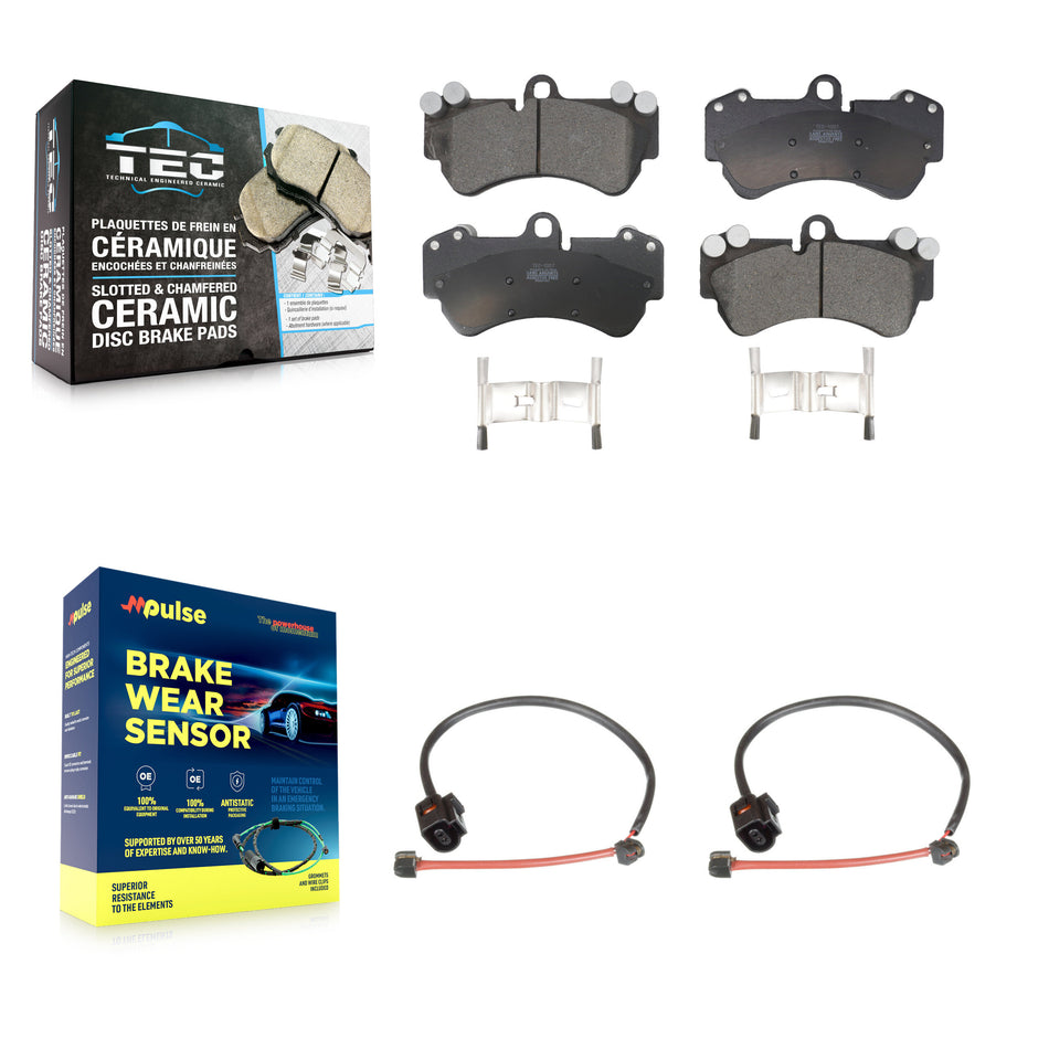 Front Ceramic Disc Brake Pads And Wear Sensors Kit For Porsche Cayenne KTW-100939