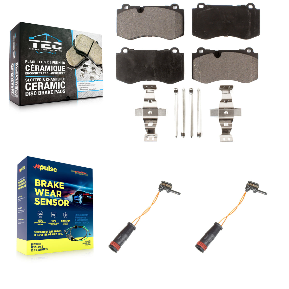 Front Ceramic Disc Brake Pads And Wear Sensors Kit For Mercedes-Benz SL550 S350 CL550 KTW-100947