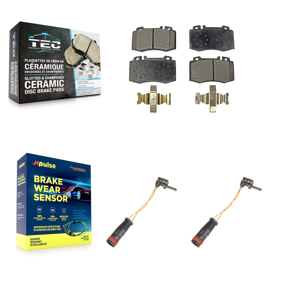 Front Ceramic Brake Pad Wear Sensor Kit For Mercedes-Benz E350 C230 SL500 SLK350 S430 C32 KTW-100953