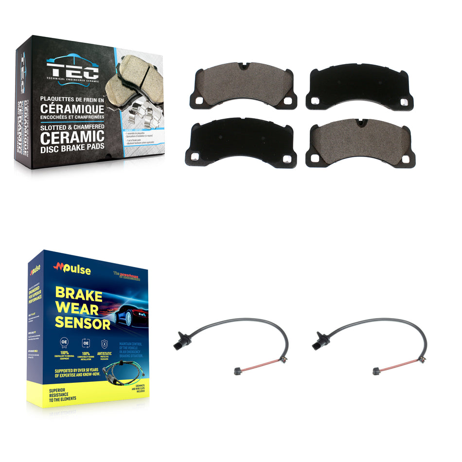 Front Ceramic Disc Brake Pads And Wear Sensors Kit For Porsche Macan with Rotor KTW-100955