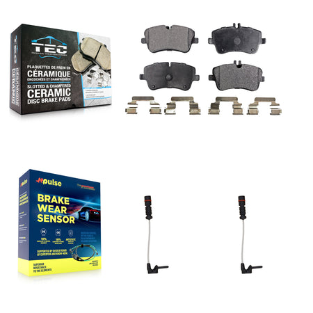 Front Ceramic Brake Pad And Wear Sensor Kit For 2003 Mercedes-Benz CLK320 Coupe with 3.2L KTW-100959
