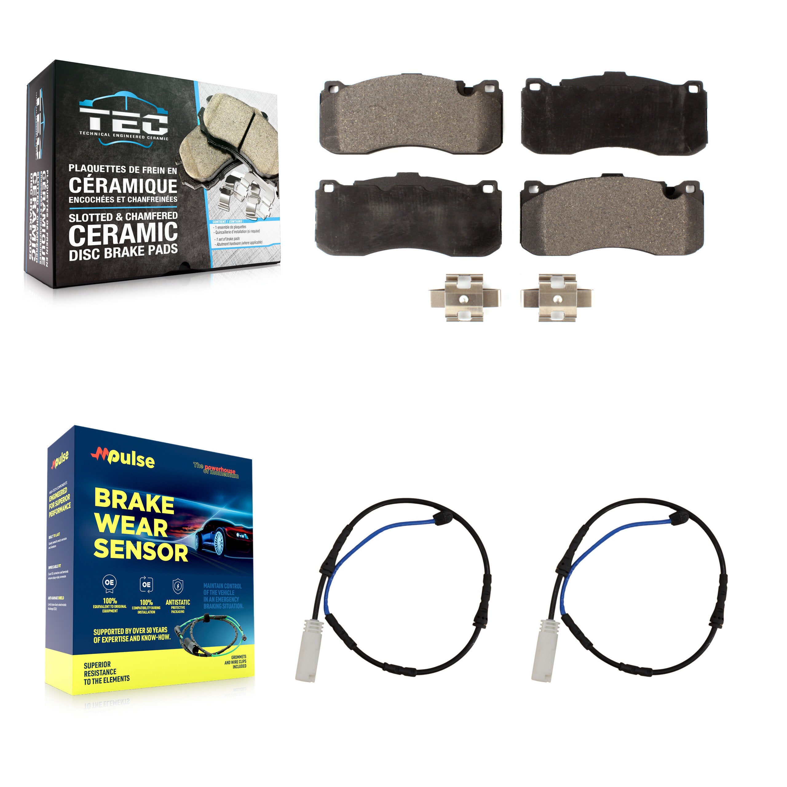 Front Ceramic Disc Brake Pads And Wear Sensors Kit For BMW 135i 135is 3.0L KTW-100961