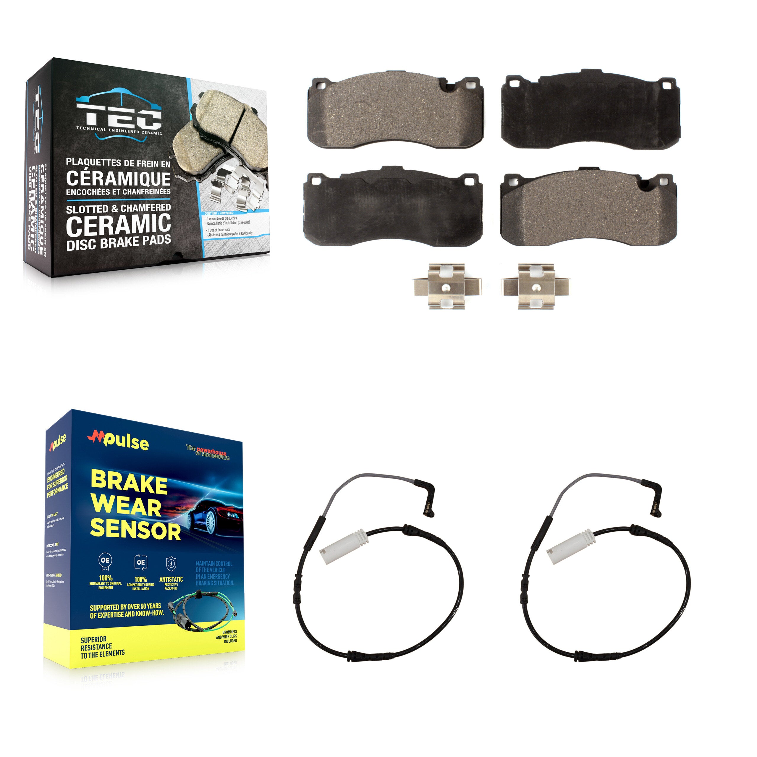 Front Ceramic Disc Brake Pads And Wear Sensors Kit For 2008-2010 BMW 135i 3.0L KTW-100962