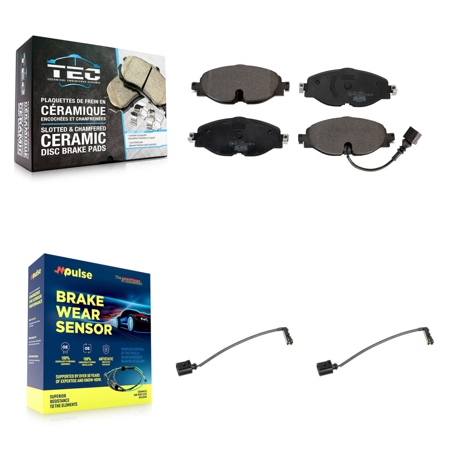 Front Ceramic Brake Pad And Extra Wear Sensor Kit For 2016 Audi TT Quattro Base with 2.0L KTW-100967