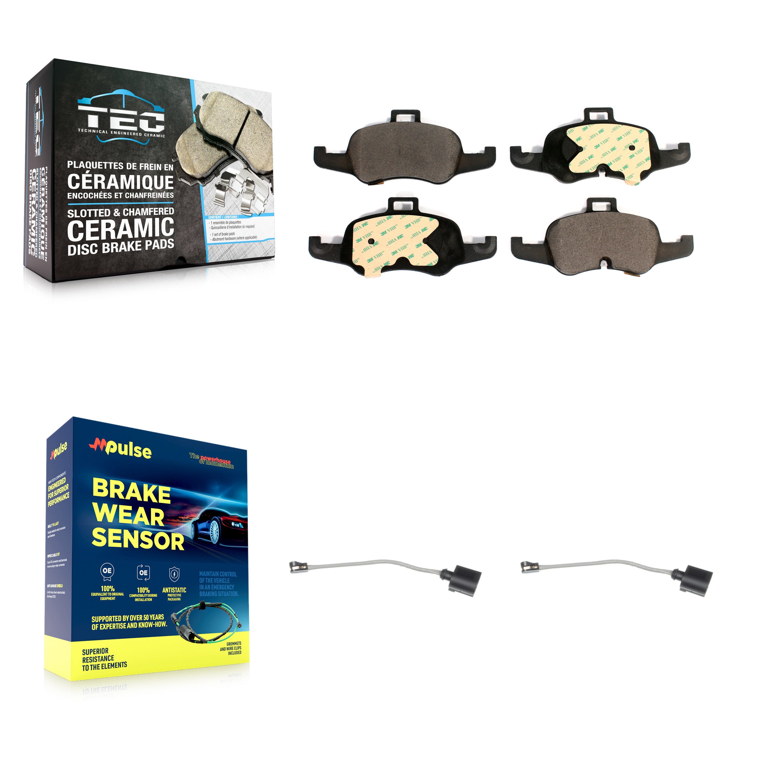 Front Ceramic Disc Brake Pads And Wear Sensors Kit For Audi TTS Quattro KTW-100969