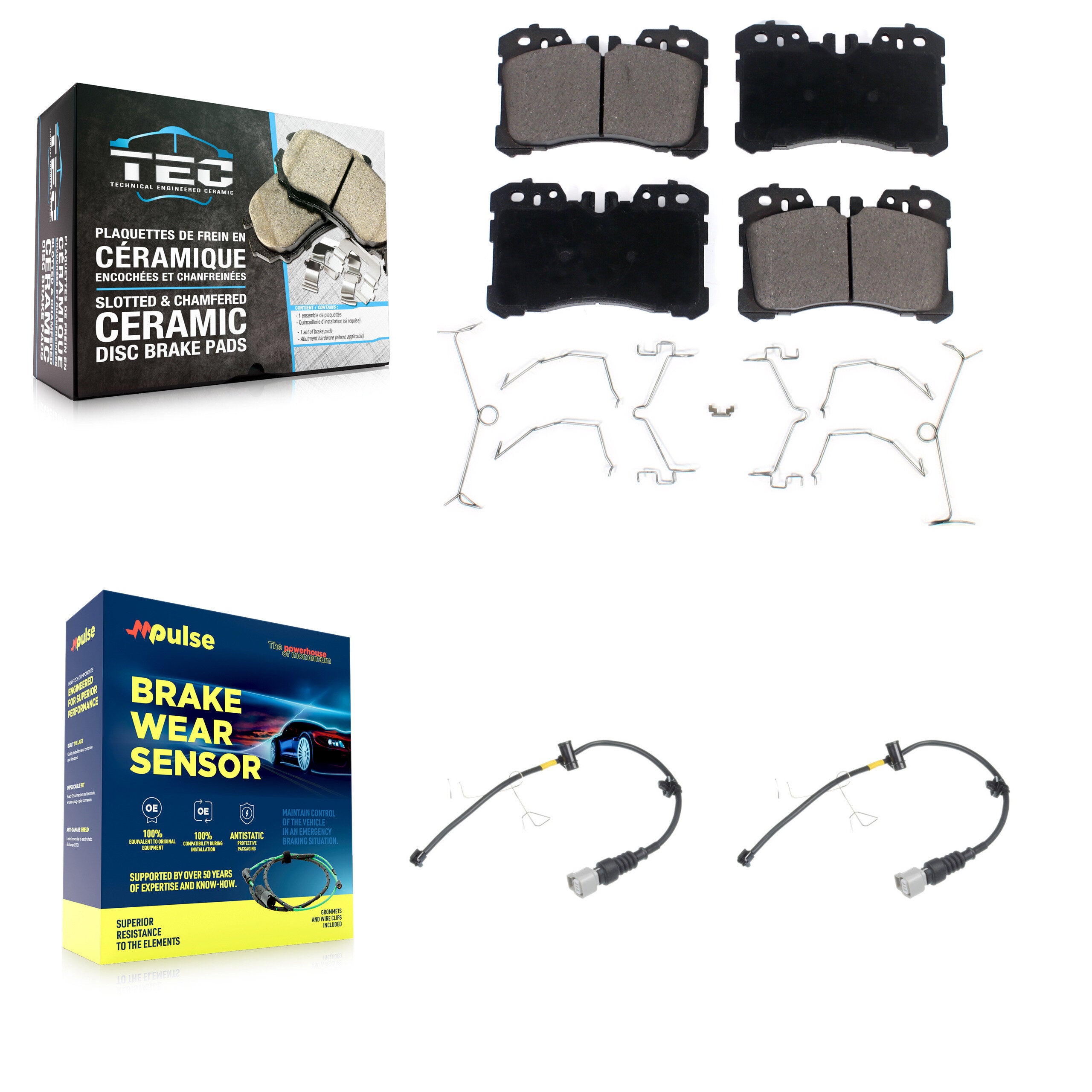 Front Ceramic Disc Brake Pads And Wear Sensors Kit For Lexus LS500 LS500h KTW-100972