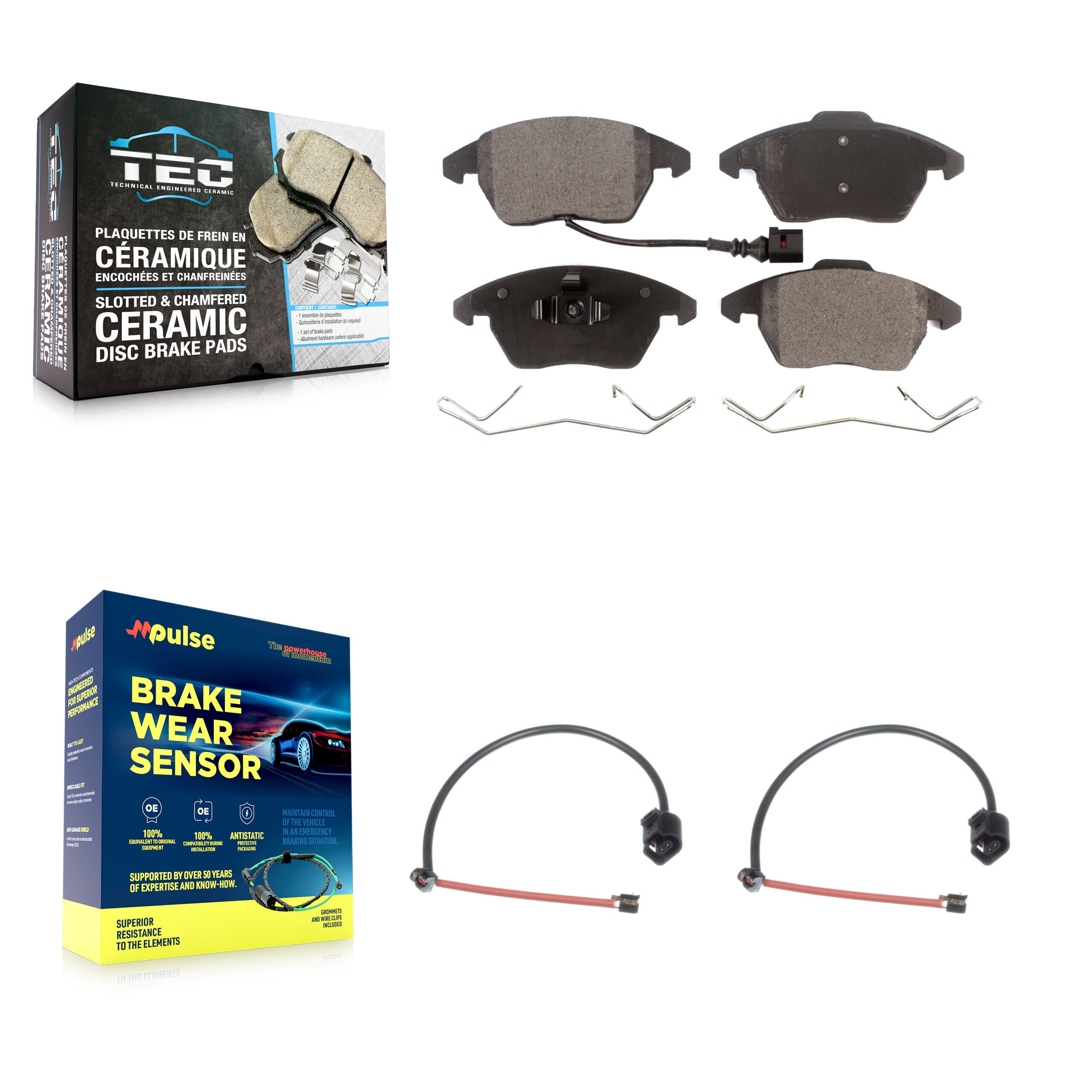 Front Ceramic Disc Brake Pad And Extra Wear Sensor Kit For 2012-2013 Audi TT Quattro 2.0L KTW-100976