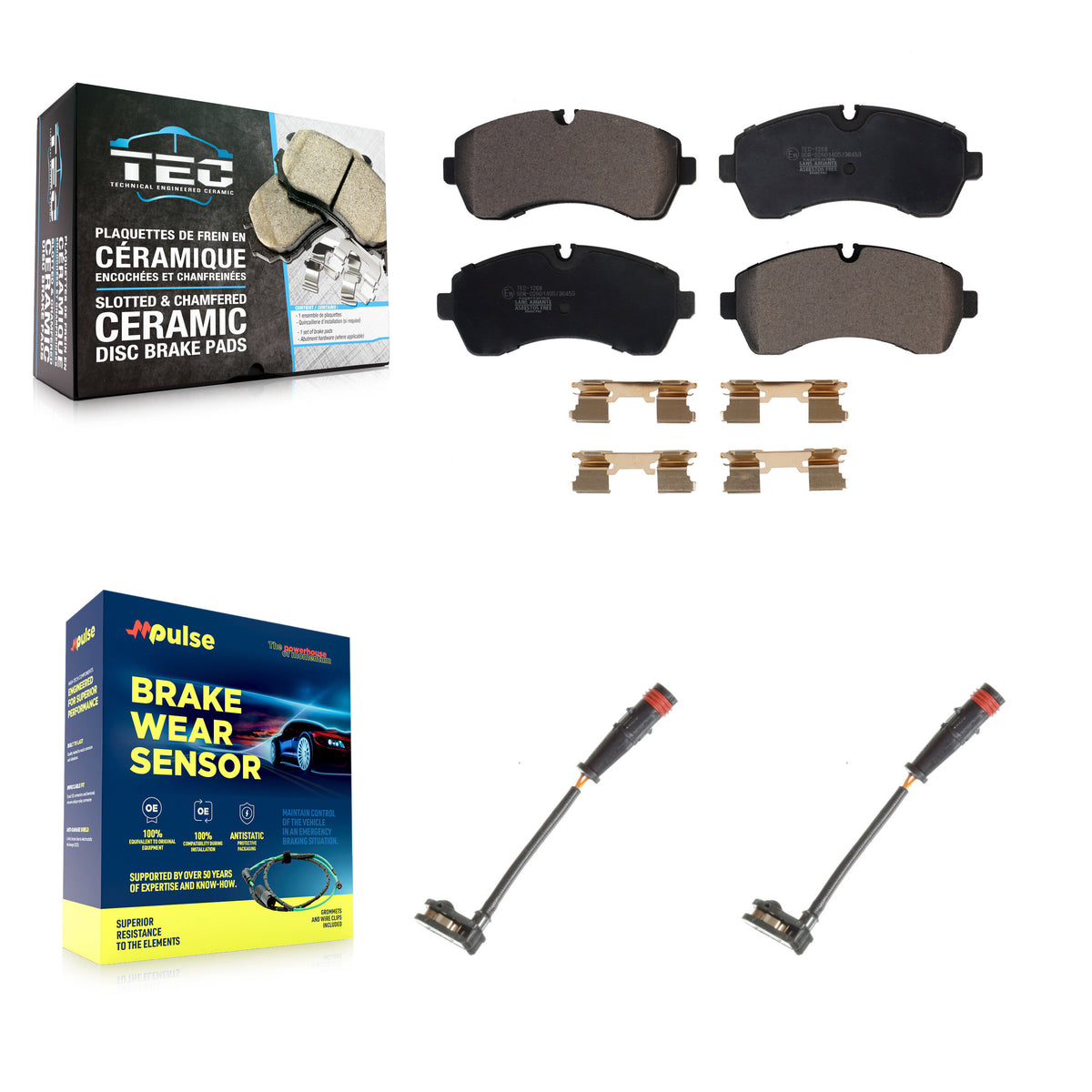 Front Ceramic Brake Pads Wear Sensor Kit For Mercedes-Benz Sprinter 2500 3500 4500 3500XD KTW-100980