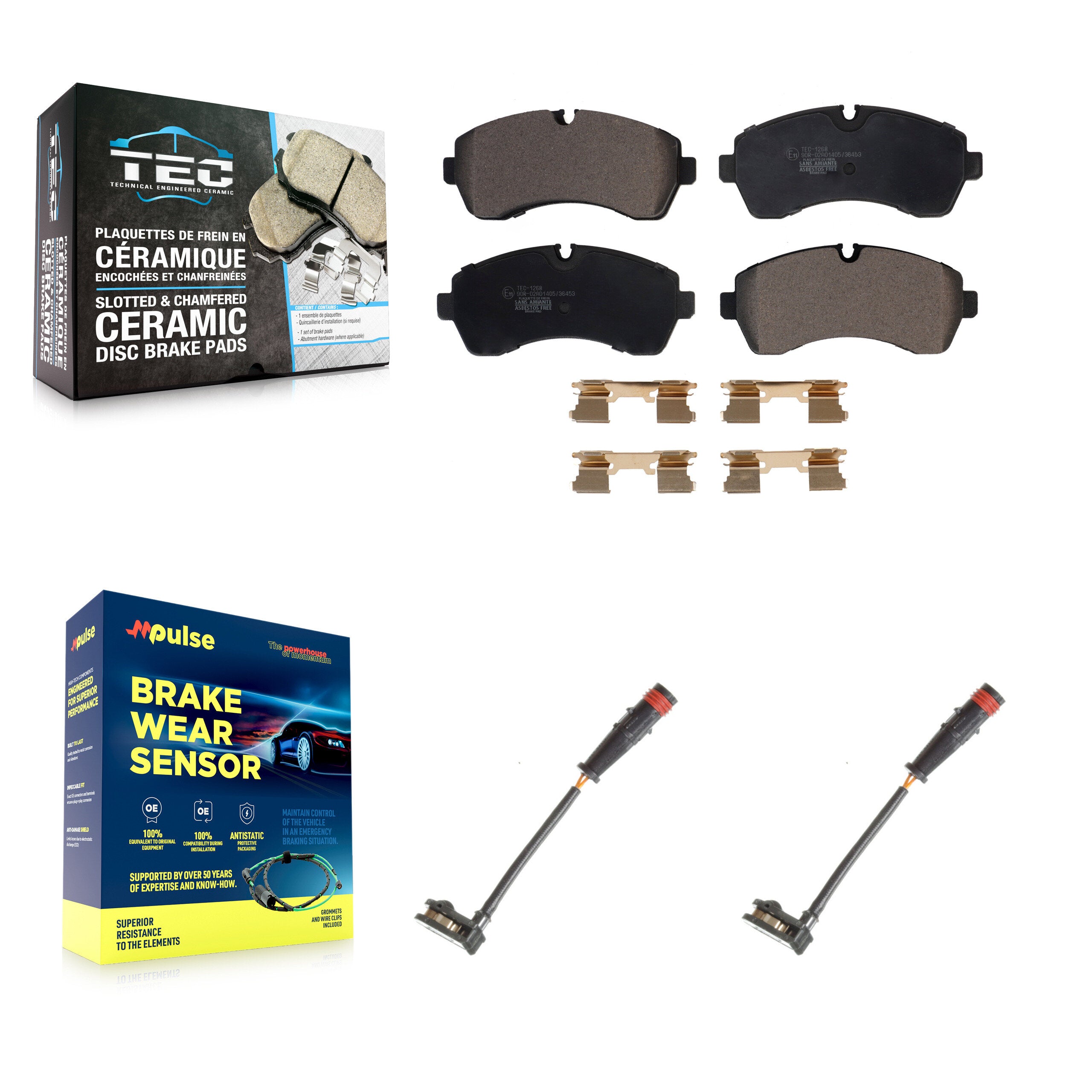 Front Ceramic Brake Pads Wear Sensor Kit For Mercedes-Benz Sprinter 2500 3500 4500 3500XD KTW-100980