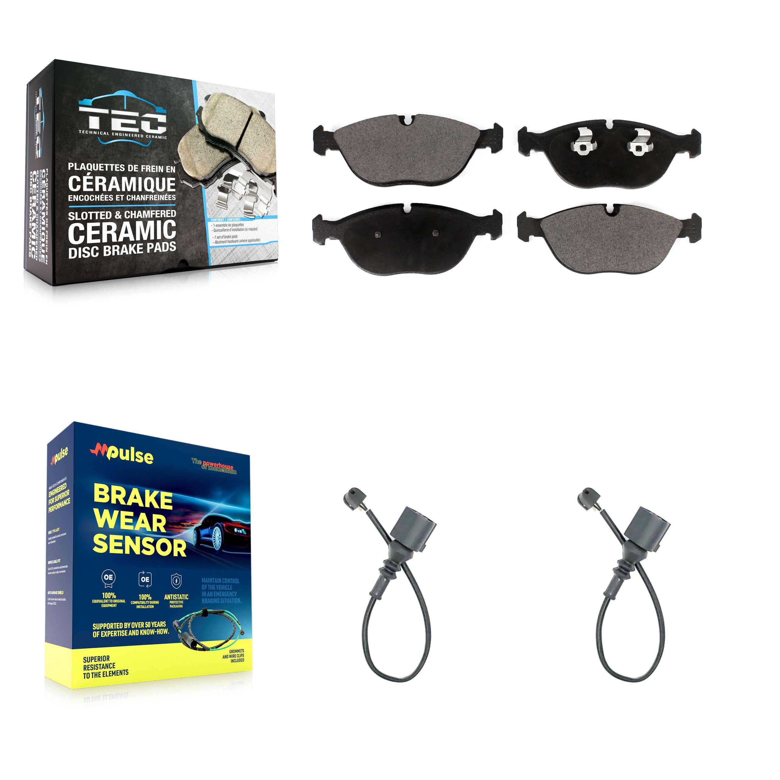 Front Ceramic Disc Brake Pads And Wear Sensor Kit For Audi TT Quattro Volkswagen R32 3.2L KTW-100994