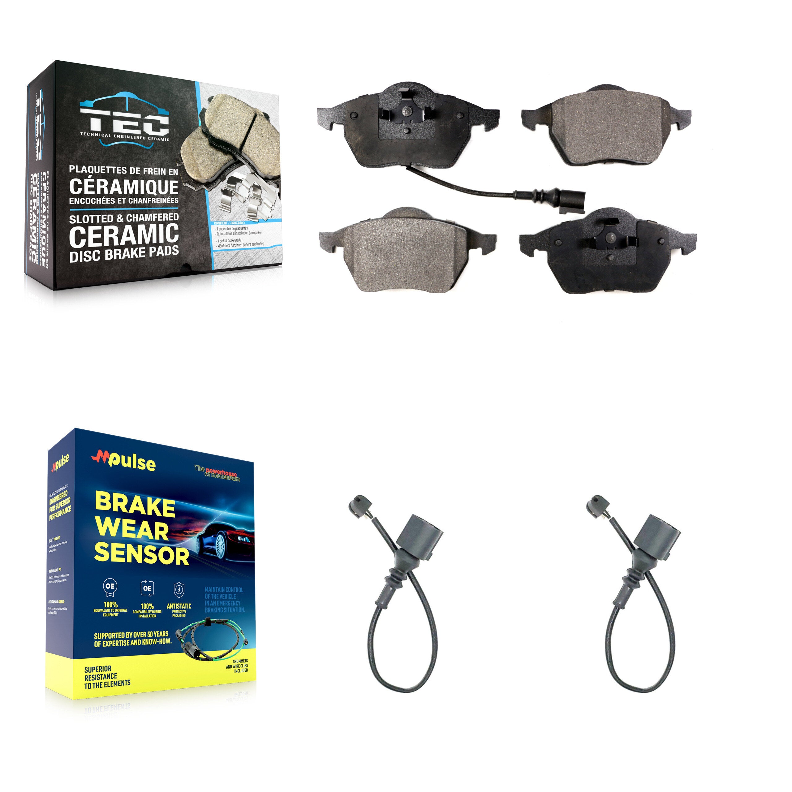 Front Ceramic Disc Brake Pads And Extra Wear Sensors Kit For Audi TT Quattro KTW-100995