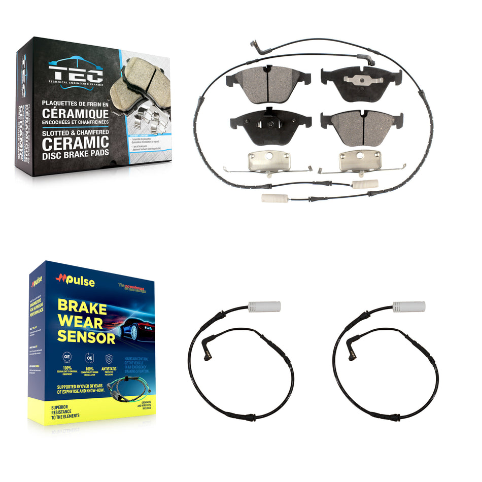 Front Ceramic Disc Brake Pads And Extra Wear Sensors Kit For BMW 328i 323i KTW-100999