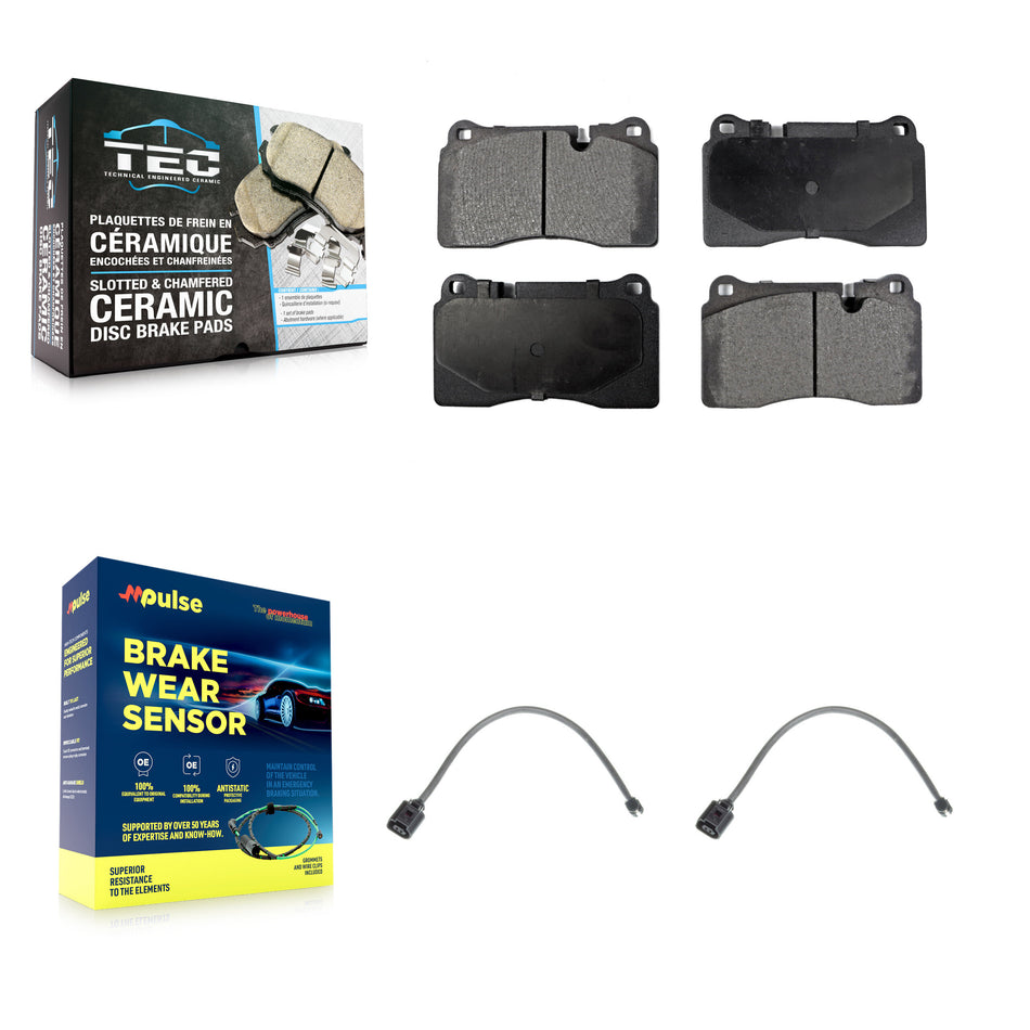 Front Ceramic Disc Brake Pads And Wear Sensors Kit For Volkswagen Touareg KTW-101003