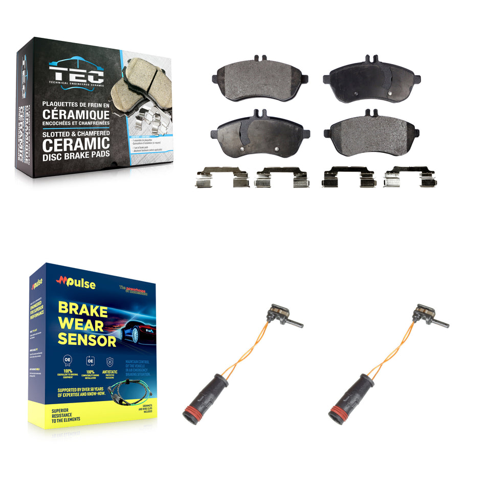 Front Ceramic Disc Brake Pads And Wear Sensor Kit For Mercedes-Benz C300 C250 C230 SLK250 KTW-101005