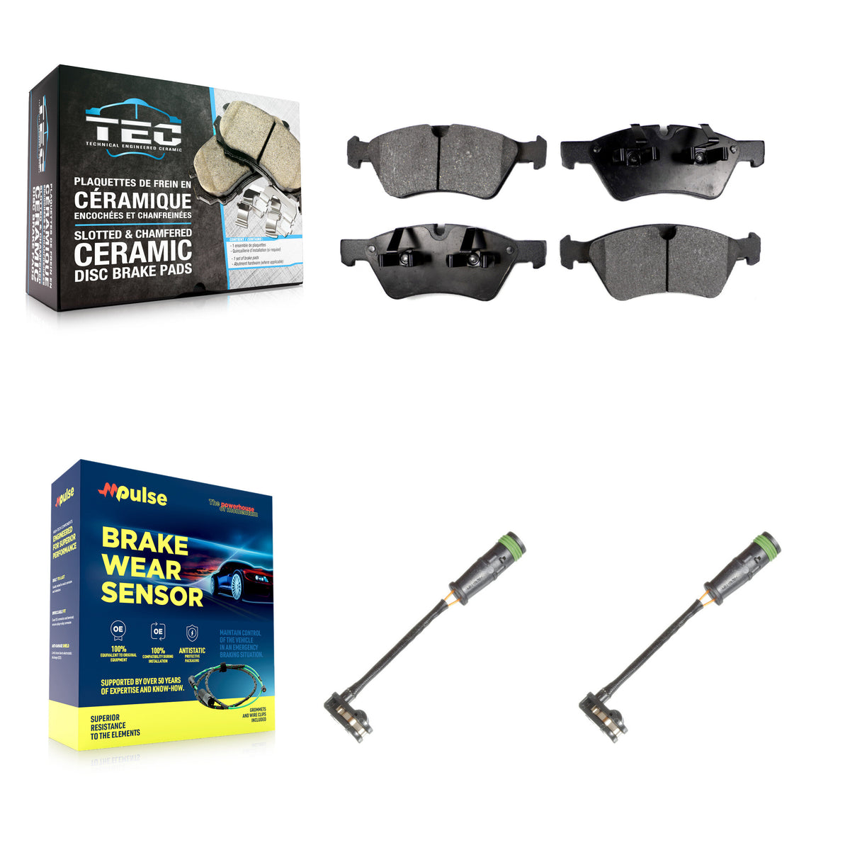Front Ceramic Brake Pad Wear Sensor Kit For 07-09 Mercedes-Benz E550 4Matic with AWD 5.5L KTW-101015