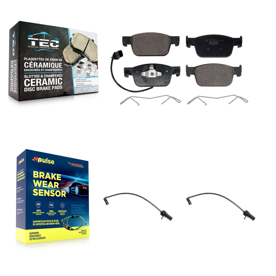 Front Ceramic Disc Brake Pads And Extra Wear Sensors Kit For Audi A4 Quattro KTW-101016
