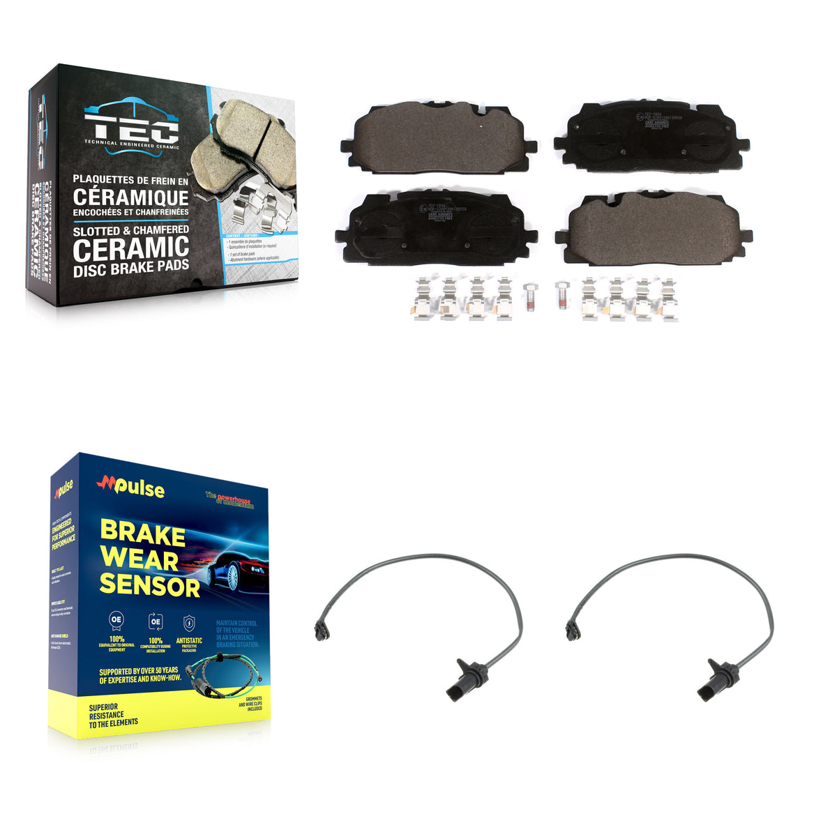 Front Ceramic Brake Pads Wear Sensor Kit For Audi Q7 SQ5 S5 Q8 S4 Sportback A6 Quattro A7 KTW-101019