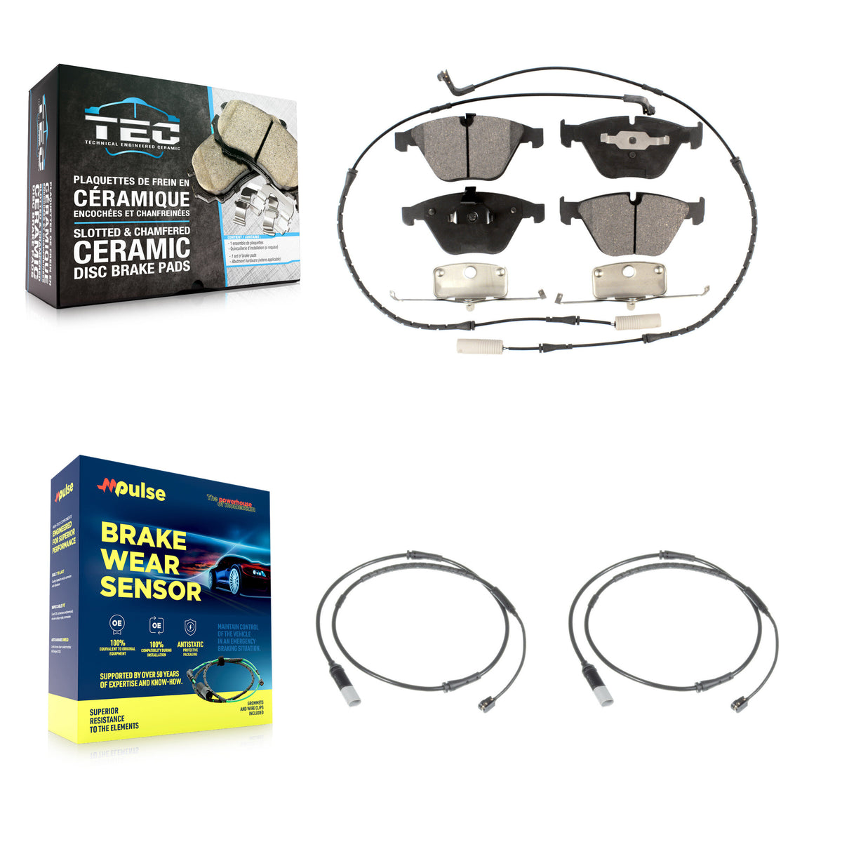 Front Ceramic Disc Brake Pads And Extra Wear Sensors Kit For 2010 BMW 535i Base with 3.0L KTW-101028