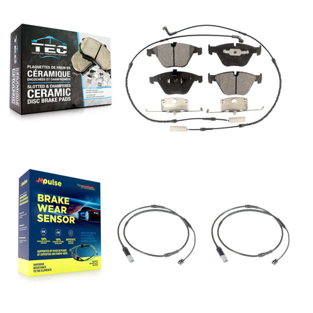 Front Ceramic Disc Brake Pads And Extra Wear Sensors Kit For 2010 BMW 535i Base with 3.0L KTW-101028