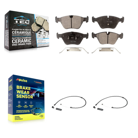 Front Ceramic Disc Brake Pads And Wear Sensors Kit For 2004-2010 BMW X3 KTW-101029
