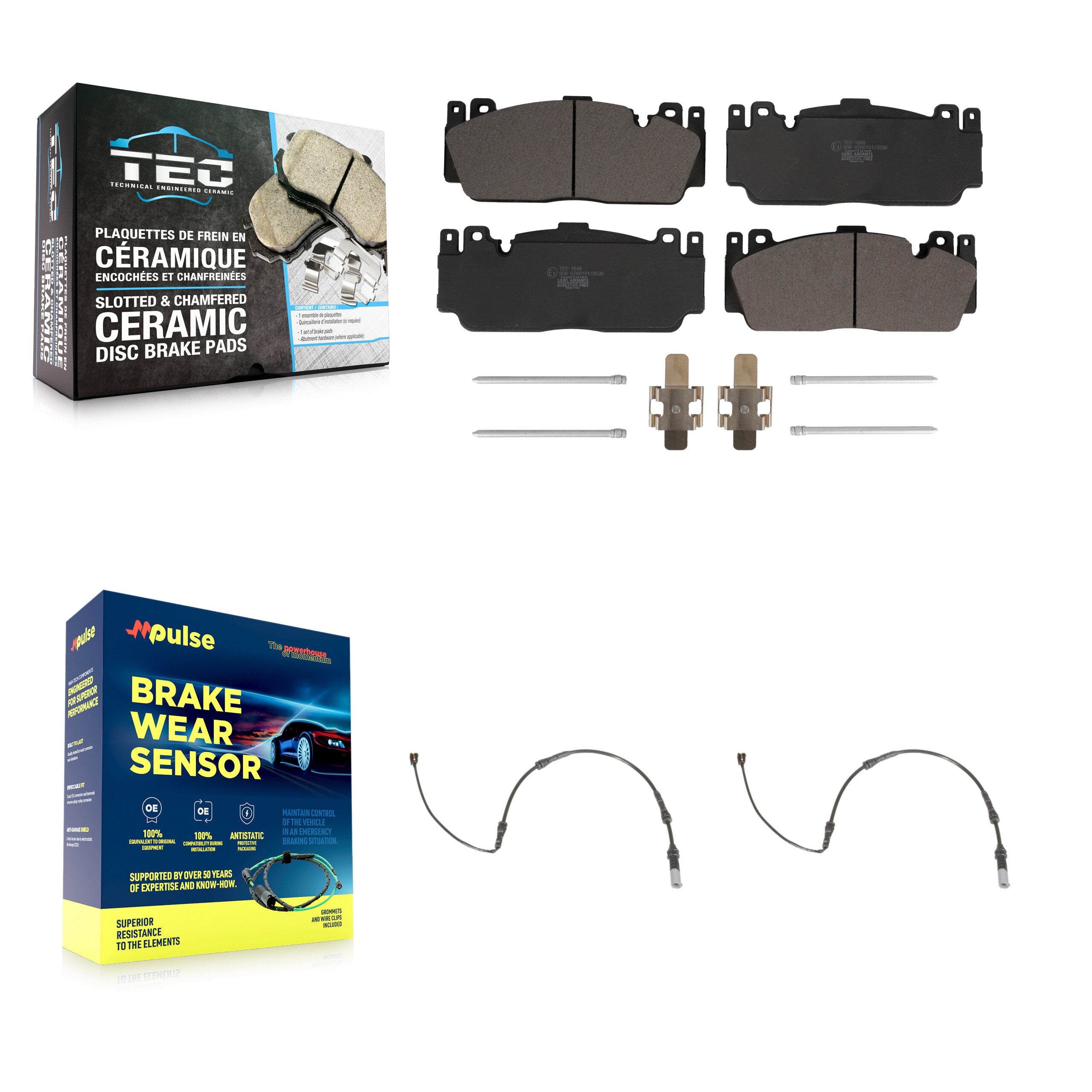 Front Ceramic Brake Pads & Wear Sensor Kit For BMW M4 M2 M3 With Composite Brakes KTW-101041