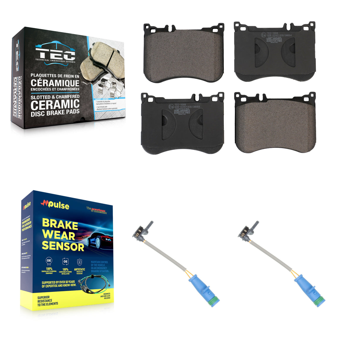 Front Ceramic Brake Pads & Wear Sensor Kit For Mercedes-Benz S550 S560 E53 AMG CLS53 S450 KTW-101043