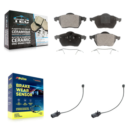 Front Ceramic Disc Brake Pads And Wear Sensors Kit For Volkswagen Passat KTW-101051