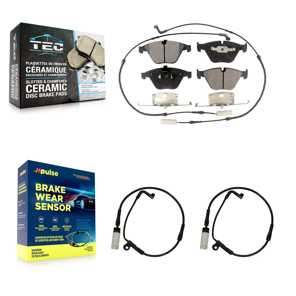 Front Ceramic Brake Pad And Extra Wear Sensor Kit For BMW 530i 528i xDrive 525i 535i 550i KTW-101069