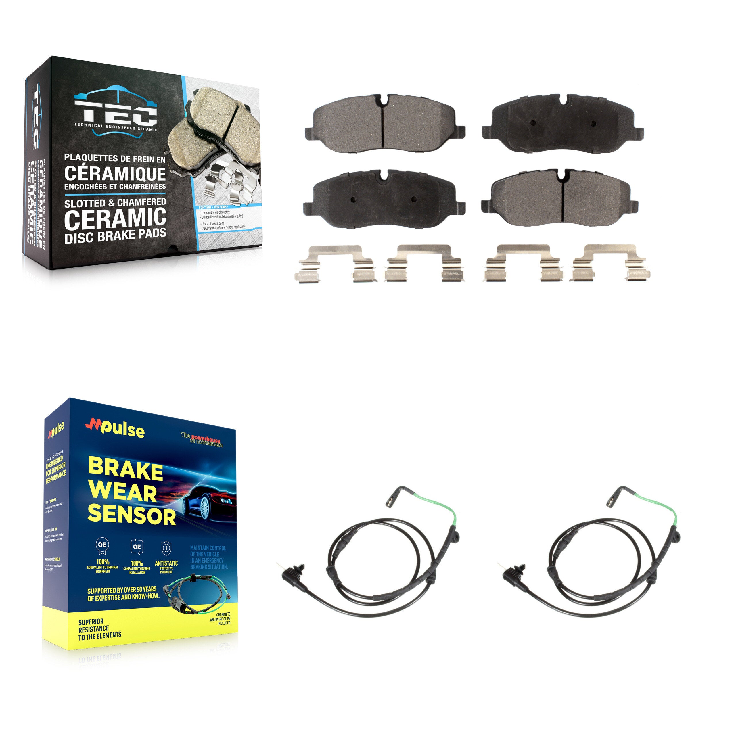 Front Ceramic Disc Brake Pads And Wear Sensors Kit For 2005 Land Rover LR3 4.4L KTW-101080