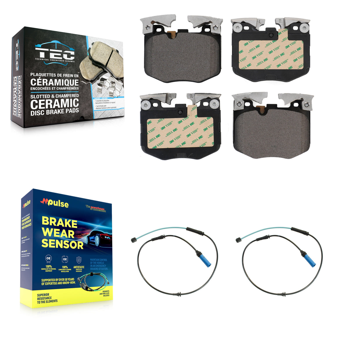 Front Ceramic Brake Pad & Wear Sensor Kit For BMW 530i xDrive 540i 530e 640i Gran Turismo KTW-101084