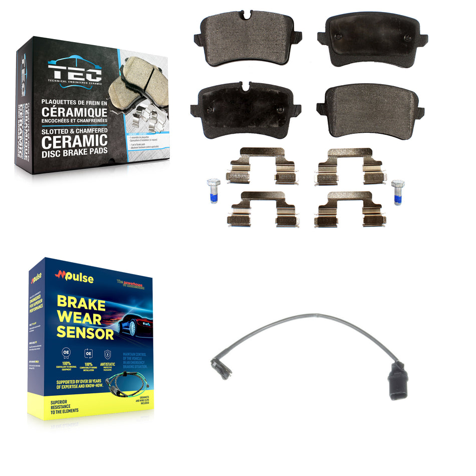 Rear Ceramic Brake Pad Wear Sensor Kit For Audi Porsche Macan A6 Quattro A7 RS5 S6 RS7 S7 KTW-101097