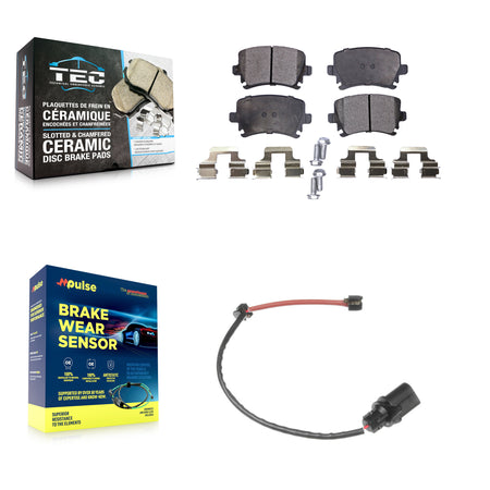 Rear Ceramic Disc Brake Pads And Wear Sensors Kit For 2011 Audi A6 KTW-101098