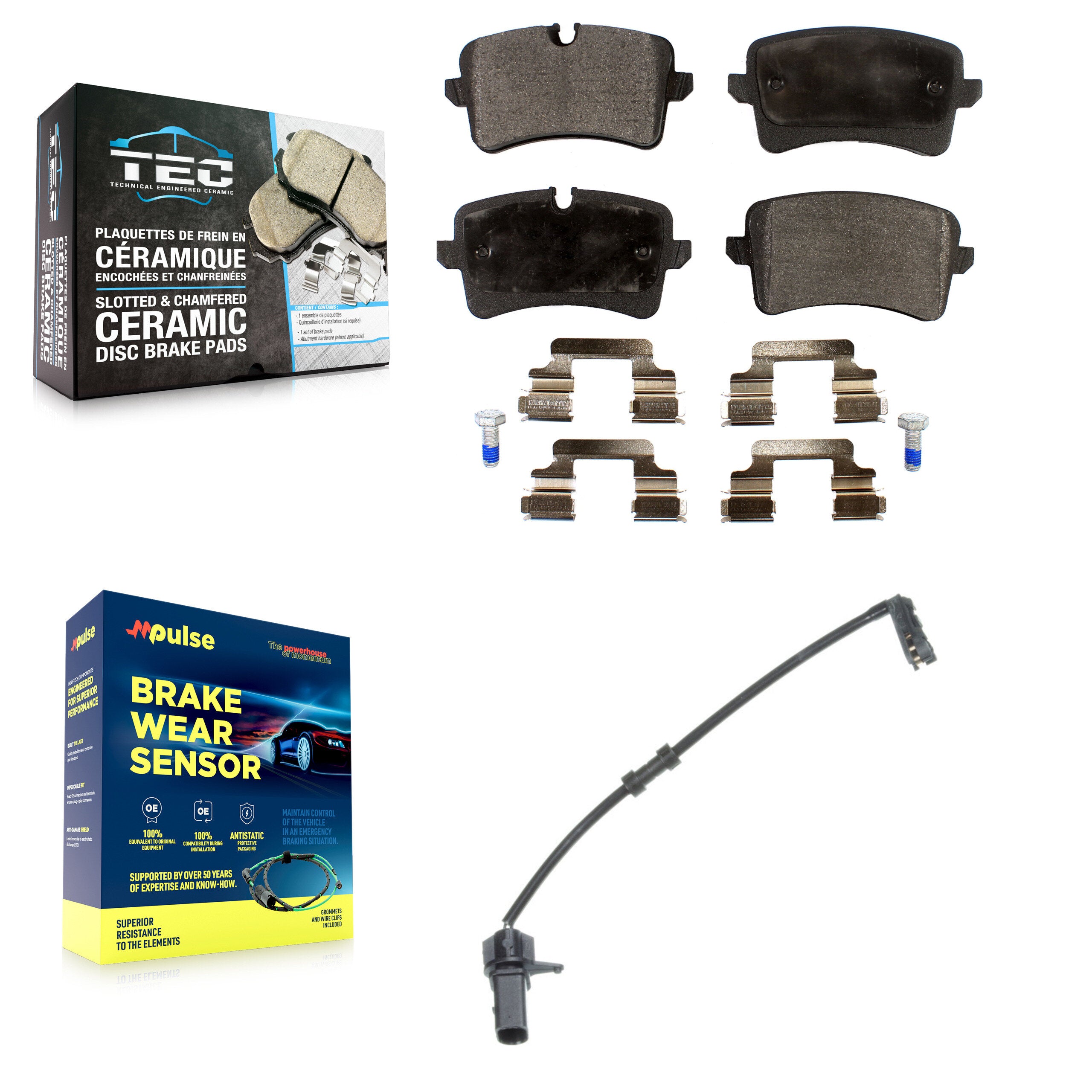 Rear Ceramic Brake Pad And Wear Sensor Kit For 2011-2012 Audi A8 Quattro with 356mm Rotor KTW-101107