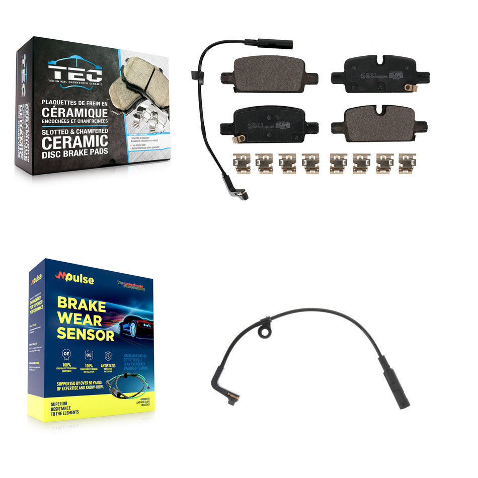 Rear Ceramic Brake Pad & Extra Wear Sensor Kit For GMC Chevrolet Silverado 1500 Sierra XL KTW-101109