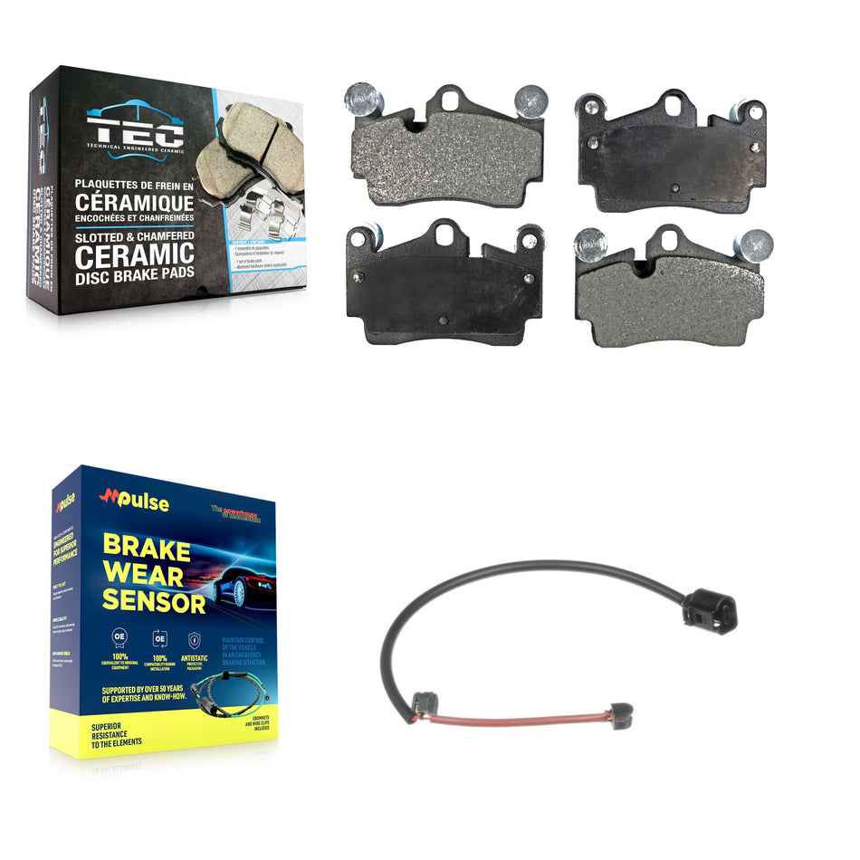 Rear Ceramic Disc Brake Pad And Wear Sensor Kit For 2005-2006 Porsche Cayenne S with 4.5L KTW-101127