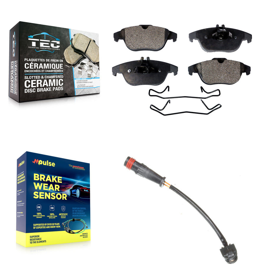 Rear Ceramic Disc Brake Pads And Wear Sensors Kit For 2011 Mercedes-Benz C63 AMG 6.3L KTW-101148