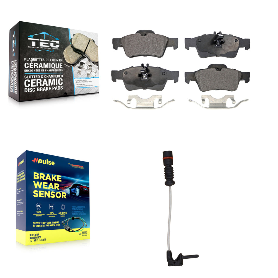 Rear Ceramic Disc Brake Pad & Wear Sensor Kit For 2003 Mercedes-Benz E320 Sedan with 3.2L KTW-101152