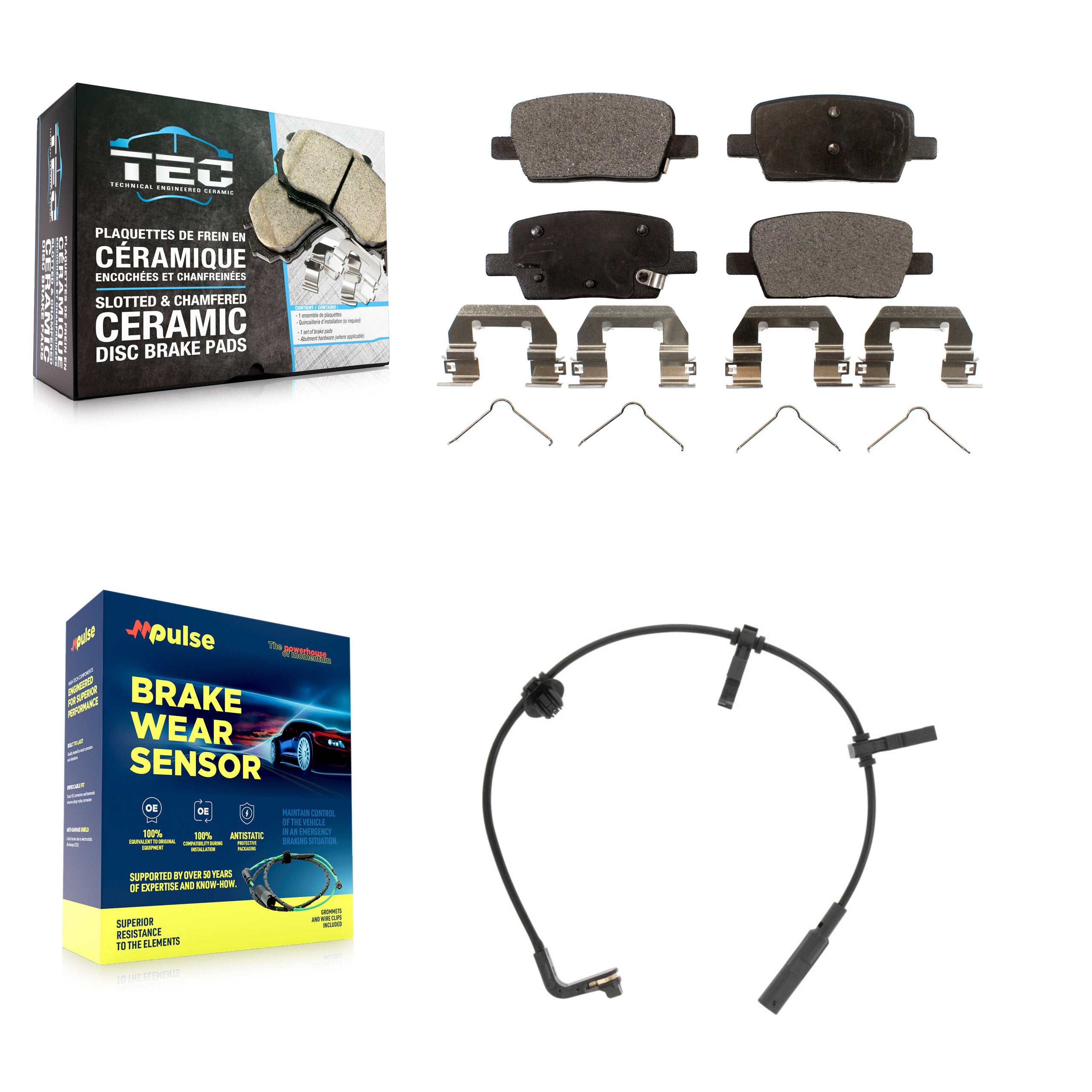 Rear Ceramic Brake Pad & Wear Sensor Kit For Cadillac CT6 With 345mm Diameter Front Rotor KTW-101156