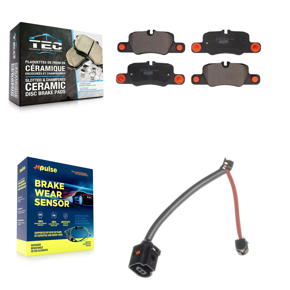 Rear Ceramic Disc Brake Pads And Wear Sensors Kit For Porsche Panamera KTW-101158