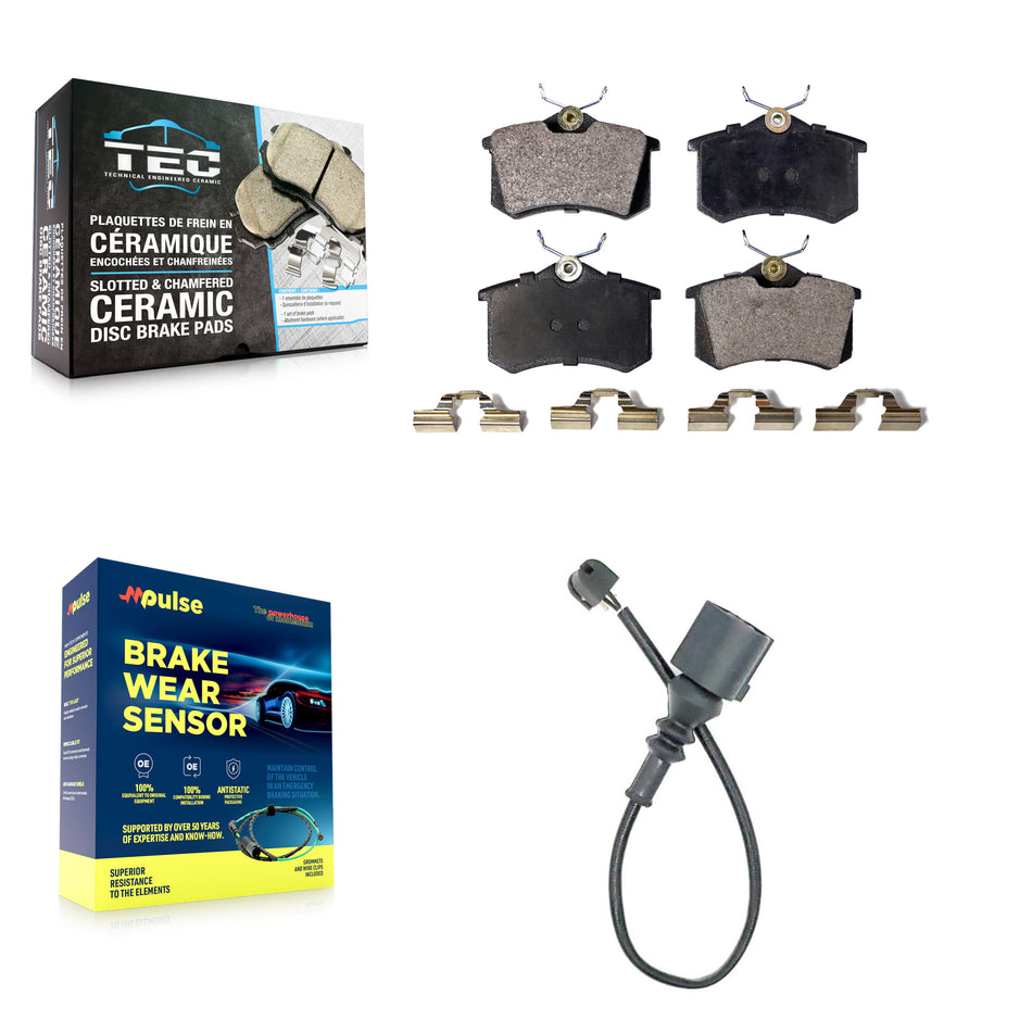 Rear Ceramic Disc Brake Pads And Wear Sensors Kit For 2003-2006 Audi TT 1.8L KTW-101181