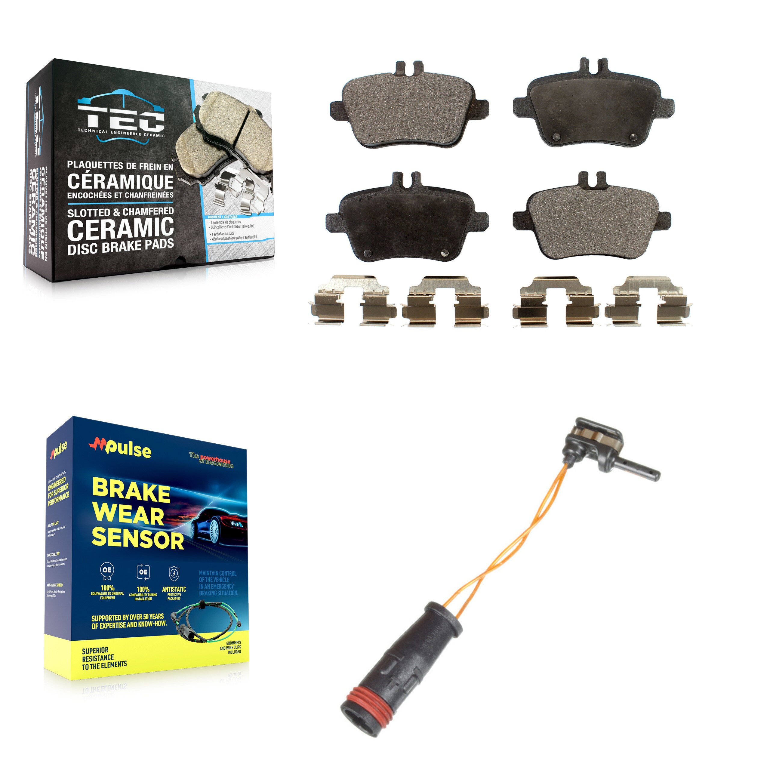 Rear Ceramic Disc Brake Pads And Wear Sensors Kit For Mercedes-Benz SLK350 KTW-101187