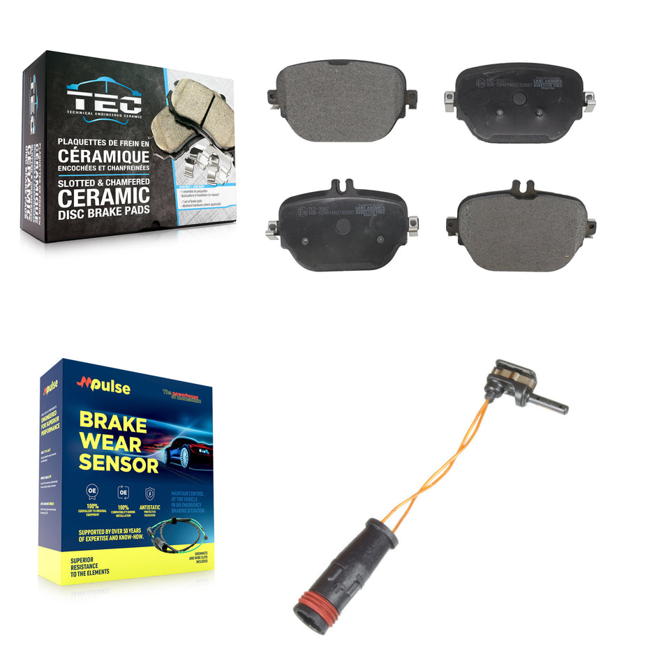 Rear Ceramic Brake Pad Wear Sensor Kit For Mercedes-Benz E63 AMG S 4.0L with Disc KTW-101192