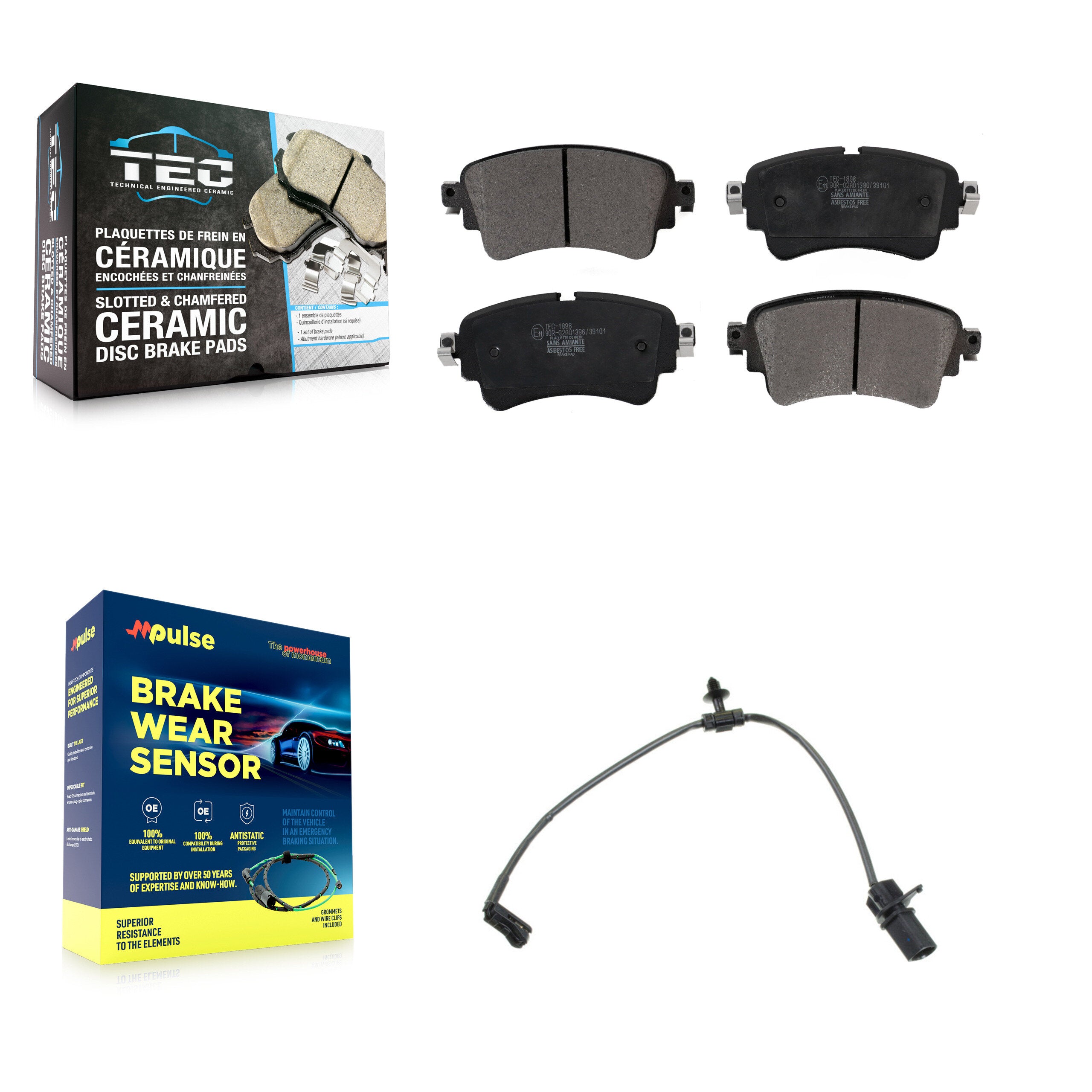Rear Ceramic Brake Pad Wear Sensor Kit For Audi A4 Quattro A5 Sportback S5 allroad S4 RS5 KTW-101197