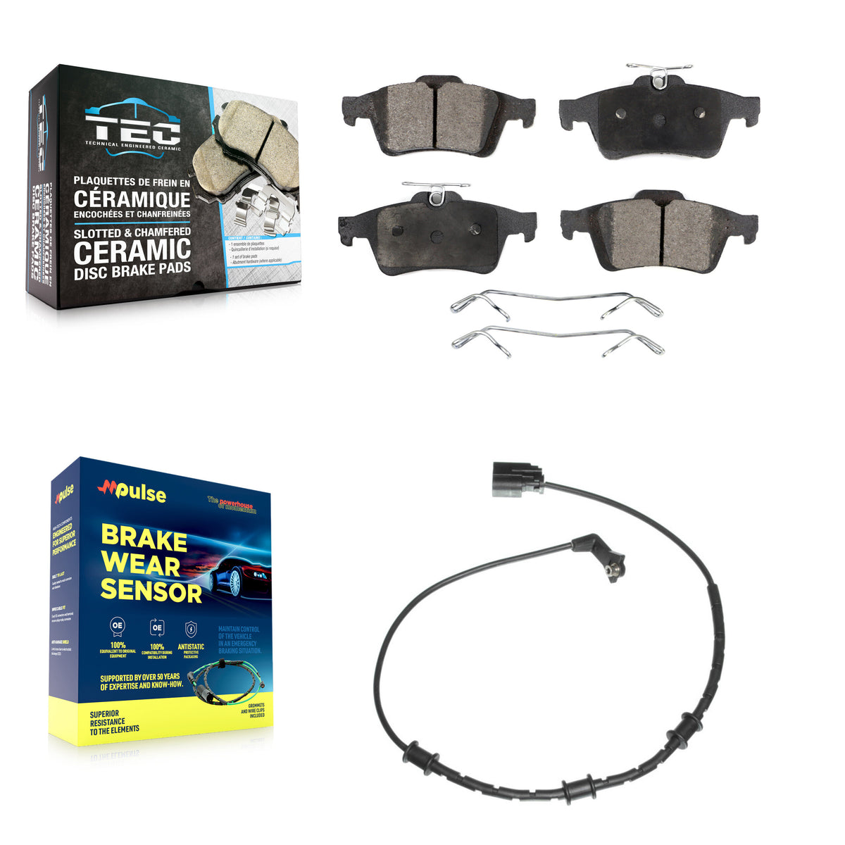 Rear Ceramic Disc Brake Pads And Wear Sensors Kit For Jaguar XF XJ XK XKR KTW-101204