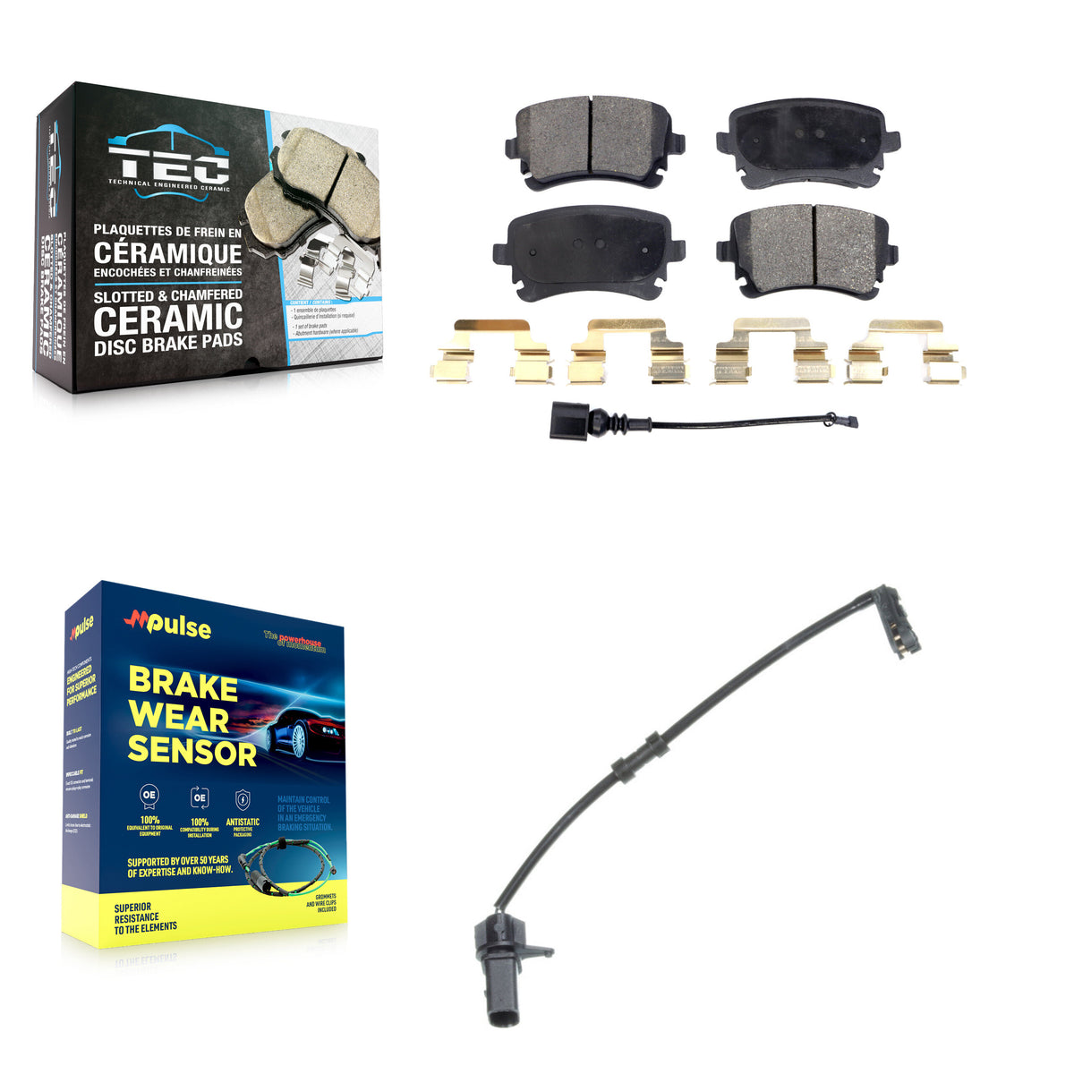 Rear Ceramic Disc Brake Pads And Extra Wear Sensor Kit For 2010 Audi A8 Quattro 6.0L/4.2L KTW-101223